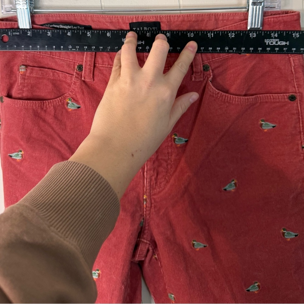 Talbots 6P Talbots Stretch Corduroy Straight Leg Pants - Mallard Embroidered - Picture 12 of 12